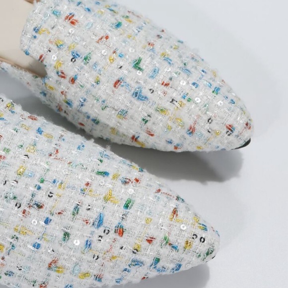 Women Color Block Point Toe Flat Mules, Fashion Outdoor Flats - Picture 7 of 8